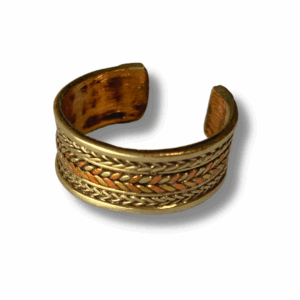 A three-strand braided band Mixed metal tones