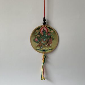 Hanger Green Tara Print Wood Hanger with Tara Mantra front