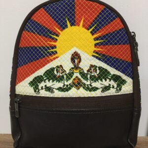 Tibetan Flag Mini Backpack Chocolate brown imitation leather