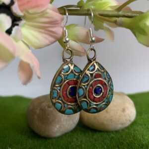 tear drop earrings with tri colour