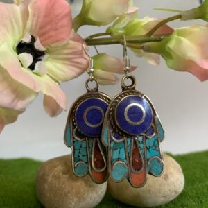 lucky palm earrings with tri colour