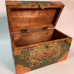 tibetan style wooden hand-painted treasure box