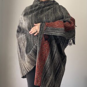 yak wool shawl black and white mix