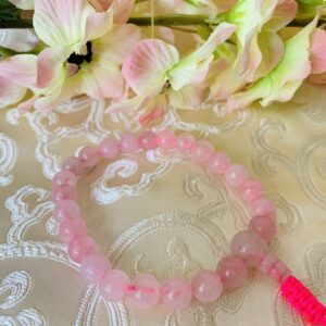 rose quartz wrist mala